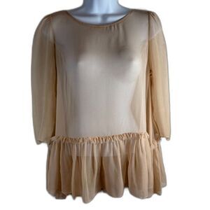 Louiza Babouryan sheer silk organza oversized top ruffled bottom size XS